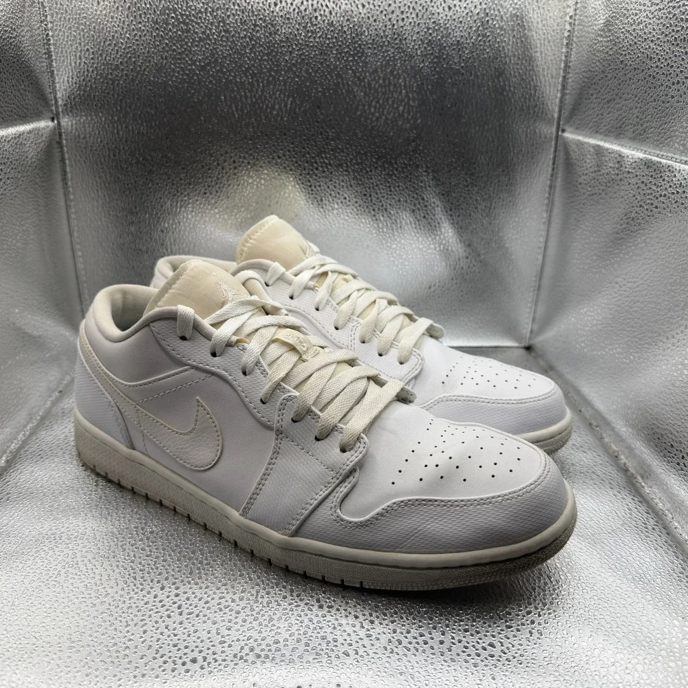 Size 11.5 Air Jordan 1 Retro Low Triple White Mens Sneaker Shoes 553558-102‎